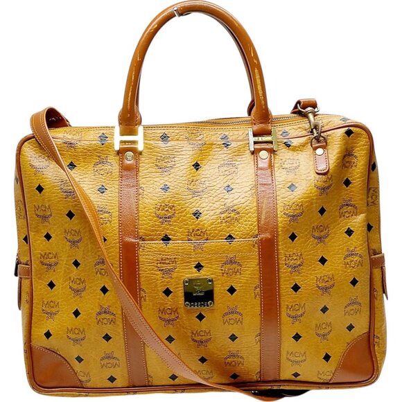 (L4) Authentic MCM Crossbody Bag Brown PVC Luxury Vintage Designer Handbag - Picture 1 of 9